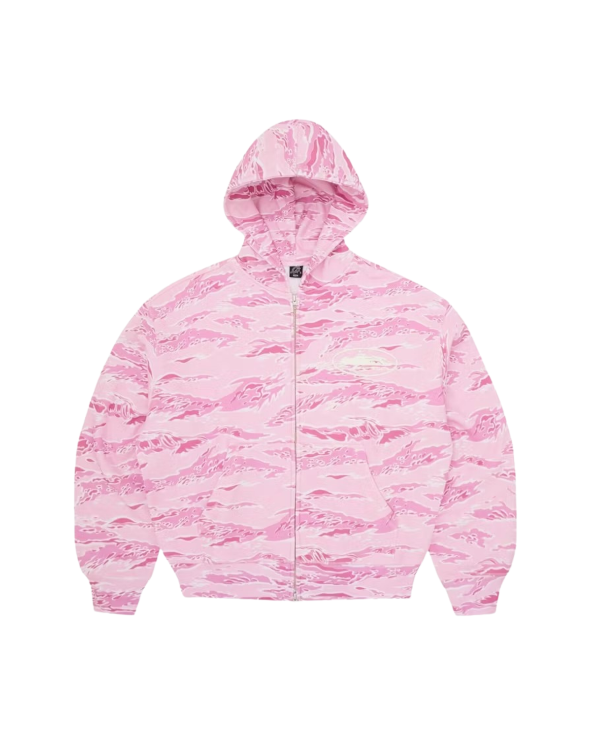Corteiz Island Puff Print Zip Hoodie - "Pink Tiger Camo"