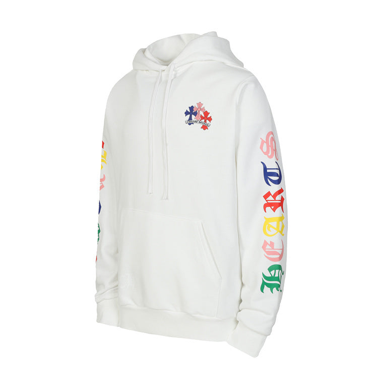 White Multi Colour Chrome Hearts Hoodie