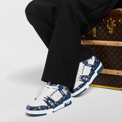 LOUIS VUITTON LV TRAINER WHITE BLUE FULLY BOXED