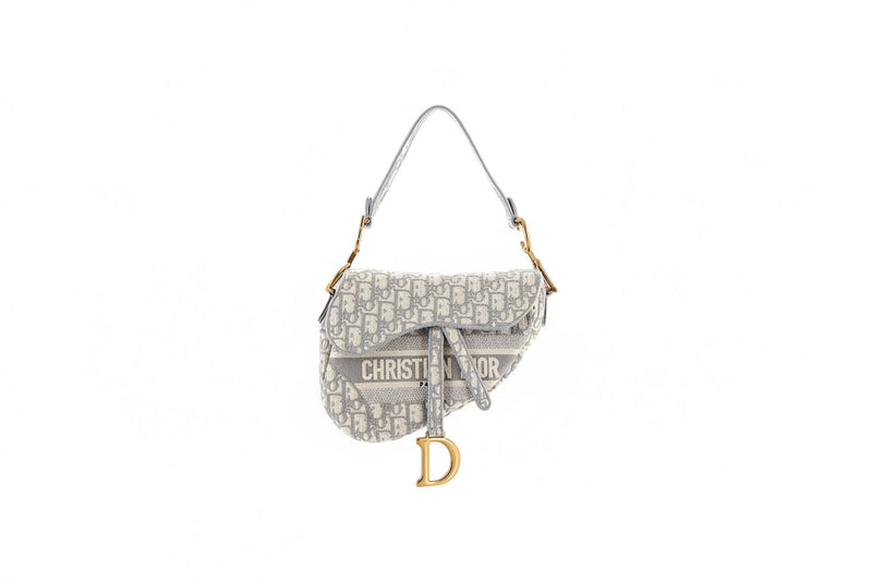 CHRISTIAN DIOR SADDLE OBLIQUE CANVAS LEATHER WAIST BAG BLACK BEIGE