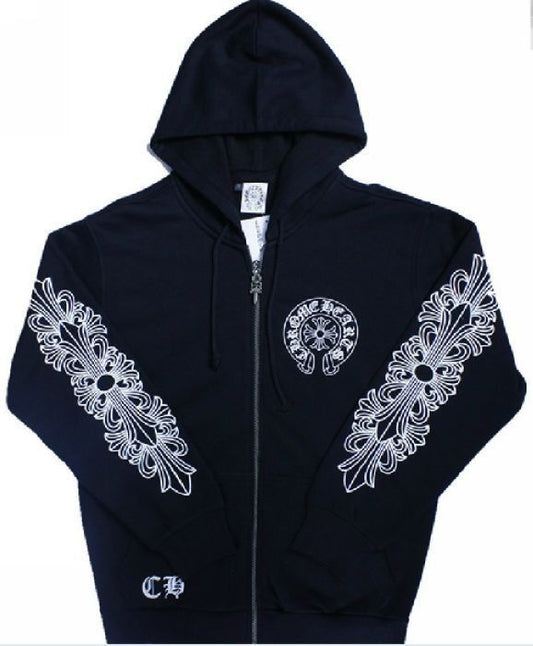 Black Horseshoe Chrome Hearts Zip-Up