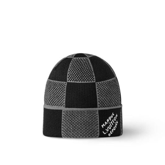 Louis Vuitton Black & Grey Damier Beanie