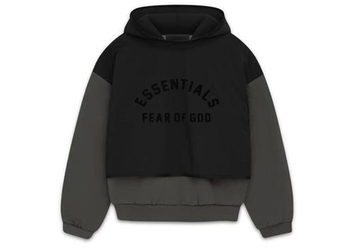 Fear of God Essentials Nylon Fleece Hoodie- "Ink/Jet Black"