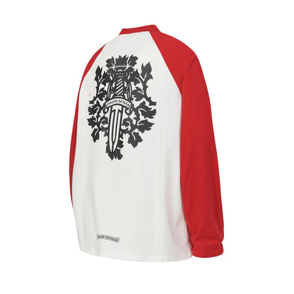 Red and White Horseshoe Chrome Hearts Long Sleeve T-shirt