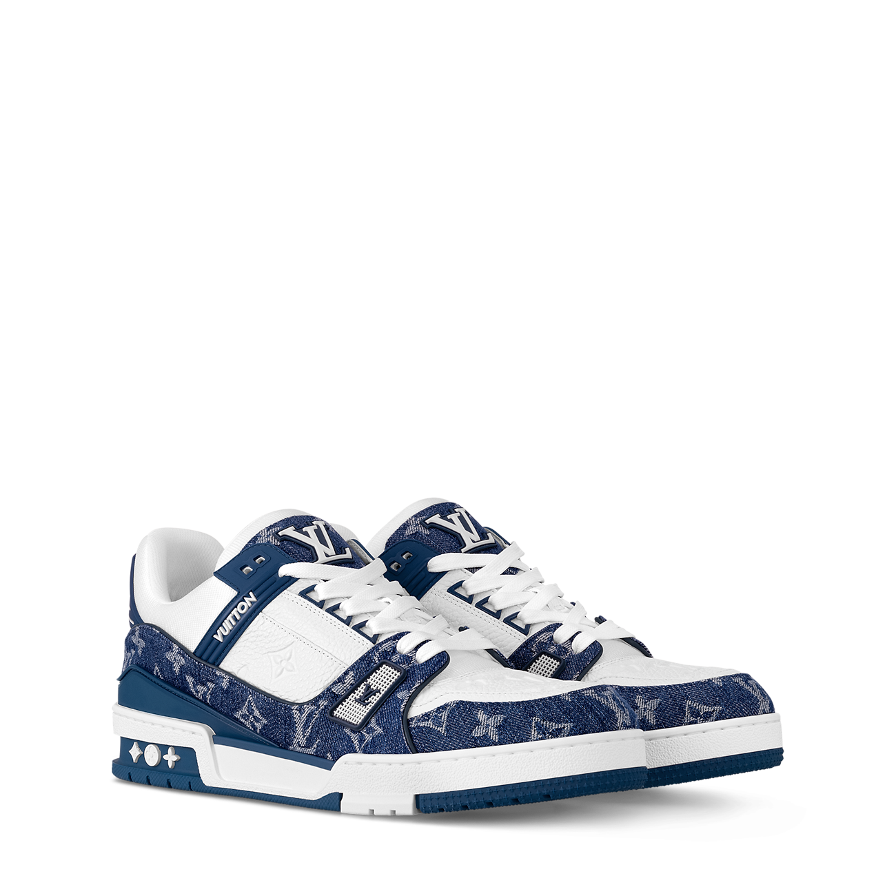 LOUIS VUITTON LV TRAINER WHITE BLUE FULLY BOXED