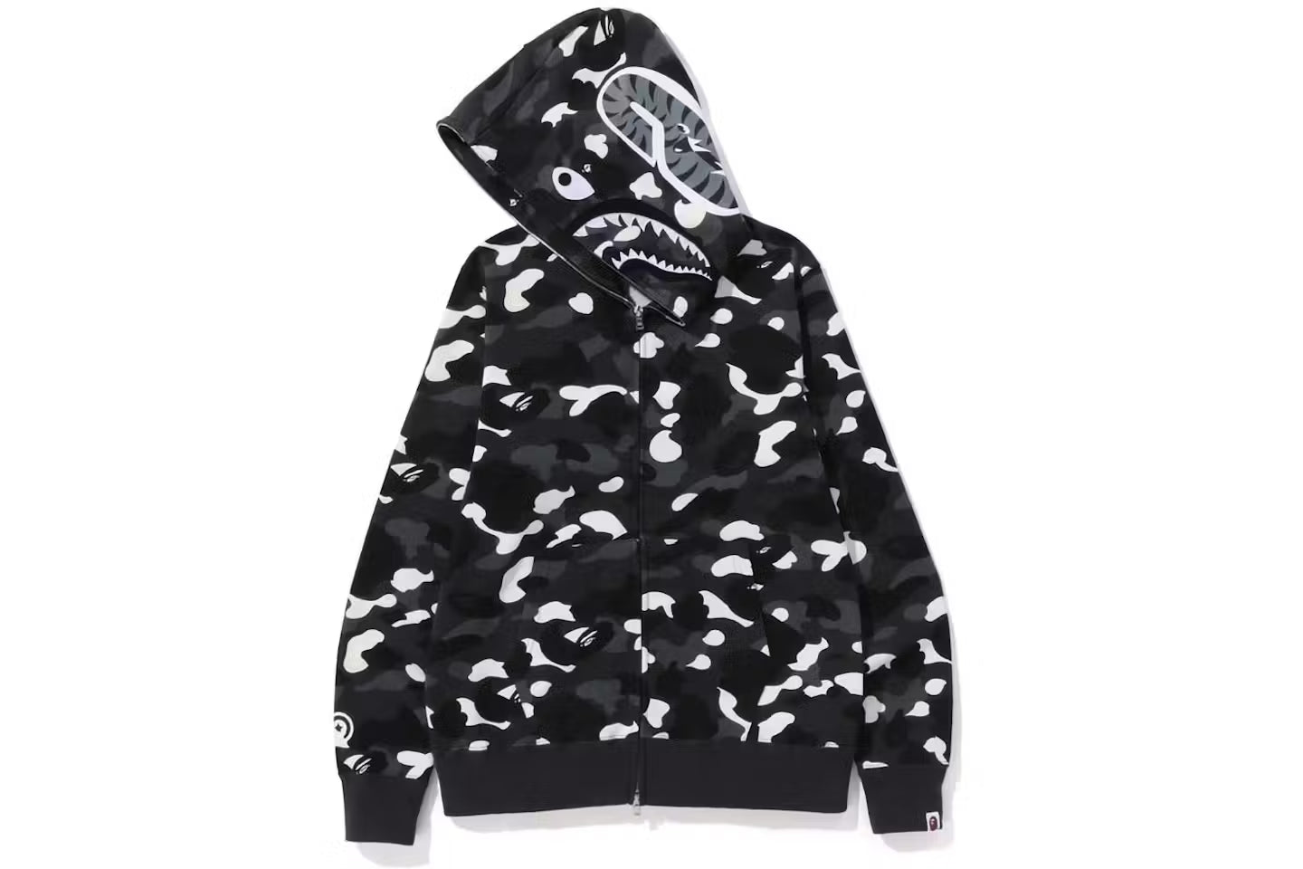 Black Bape ABC Camo Shark Full Zip-Up Hoodie