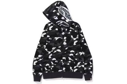 Black Bape ABC Camo Shark Full Zip-Up Hoodie