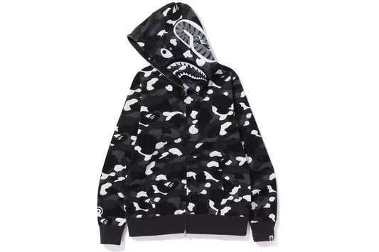 Black Bape ABC Camo Shark Full Zip-Up Hoodie