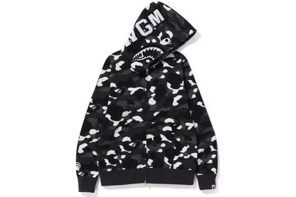 Black Bape ABC Camo Shark Full Zip-Up Hoodie