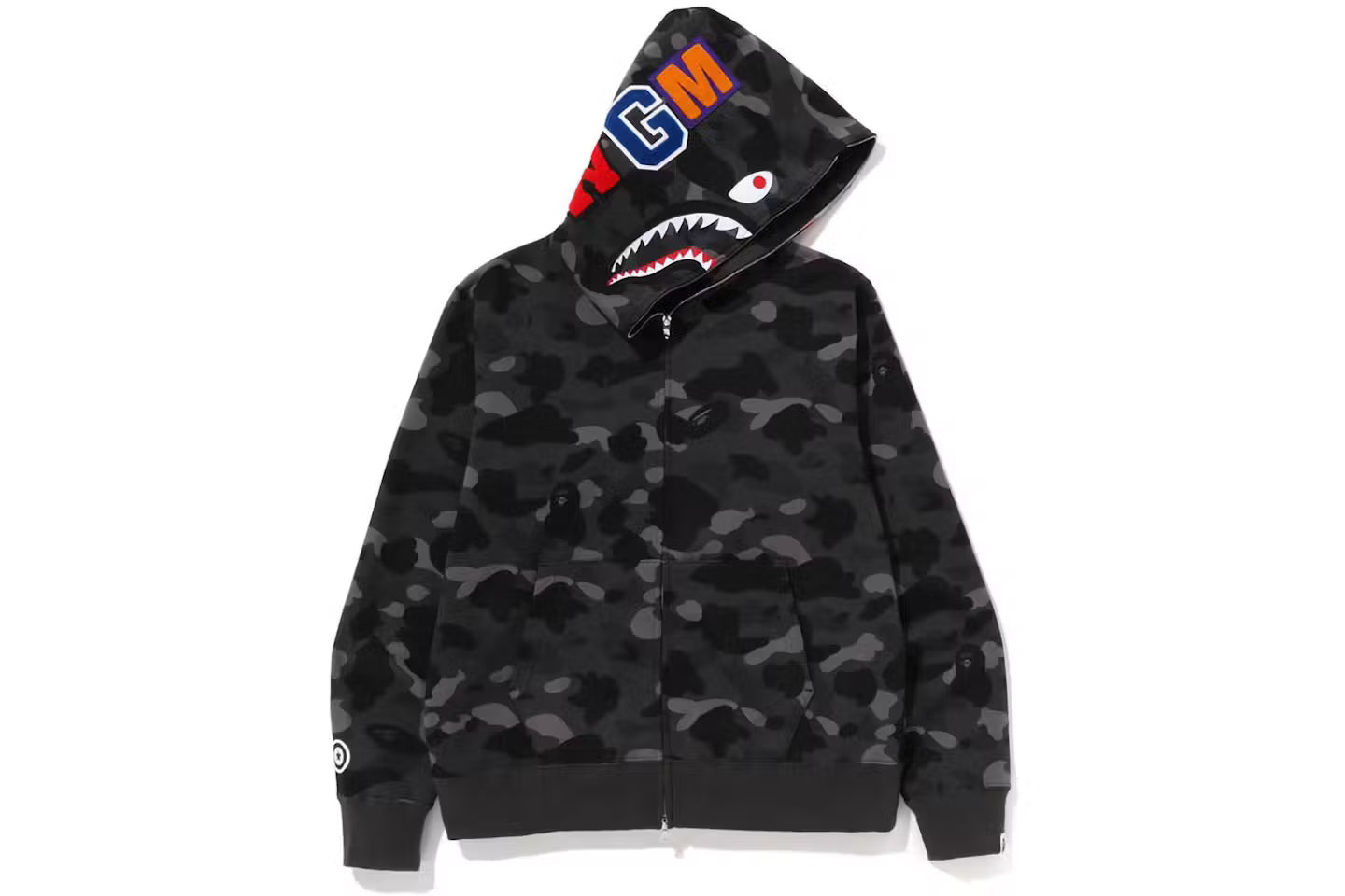 Black Bape ABC Camo Shark Full Zip-Up Hoodie