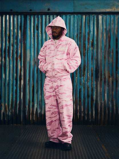 Corteiz Island Puff Print Zip Hoodie - "Pink Tiger Camo"