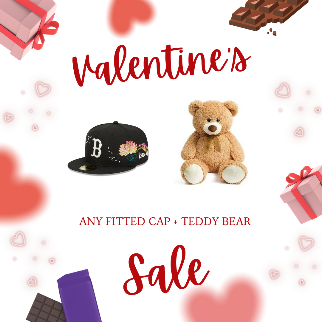 2 Fitted Cap + Teddy Bear