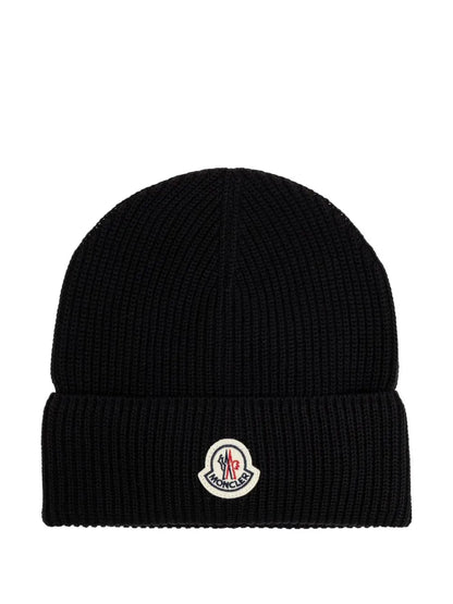 Moncler Logo Patch Ribbed Beanie