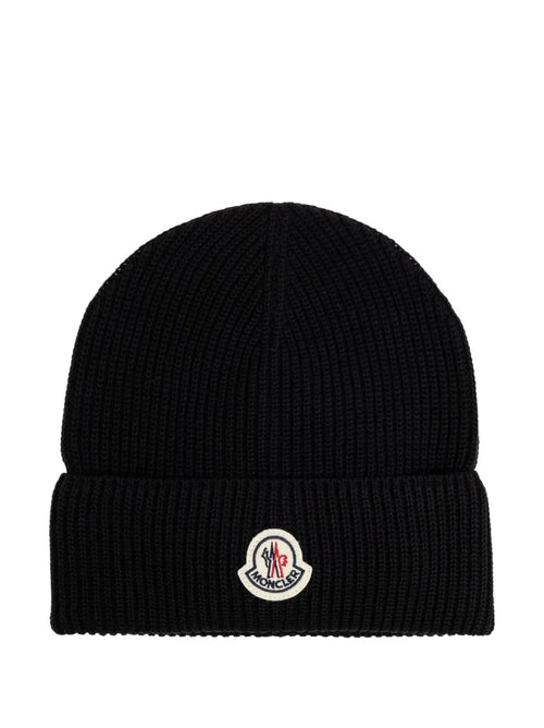 Moncler Logo Patch Ribbed Beanie