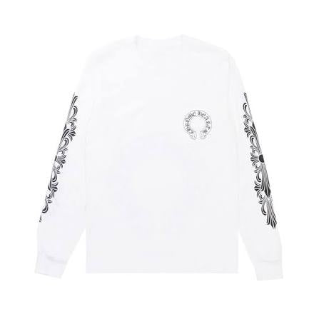 Chrome Hearts White Classic Horshoe Long Sleeve T-shirt