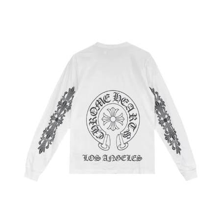 Chrome Hearts White Classic Horshoe Long Sleeve T-shirt