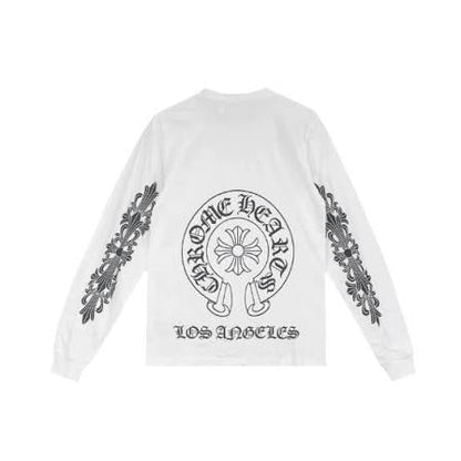 Chrome Hearts White Classic Horshoe Long Sleeve T-shirt