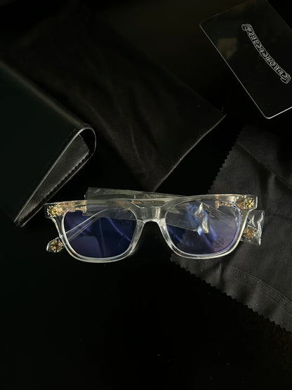 CHROME HEART GLASSES - CLEAR & GOLD BADGES