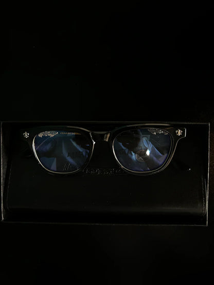 CHROME HEART GLASSES - BLACK & SILVER BADGES