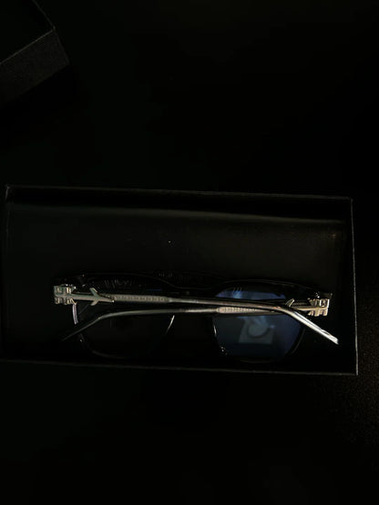 CHROME HEART GLASSES - BLACK & SILVER BADGES