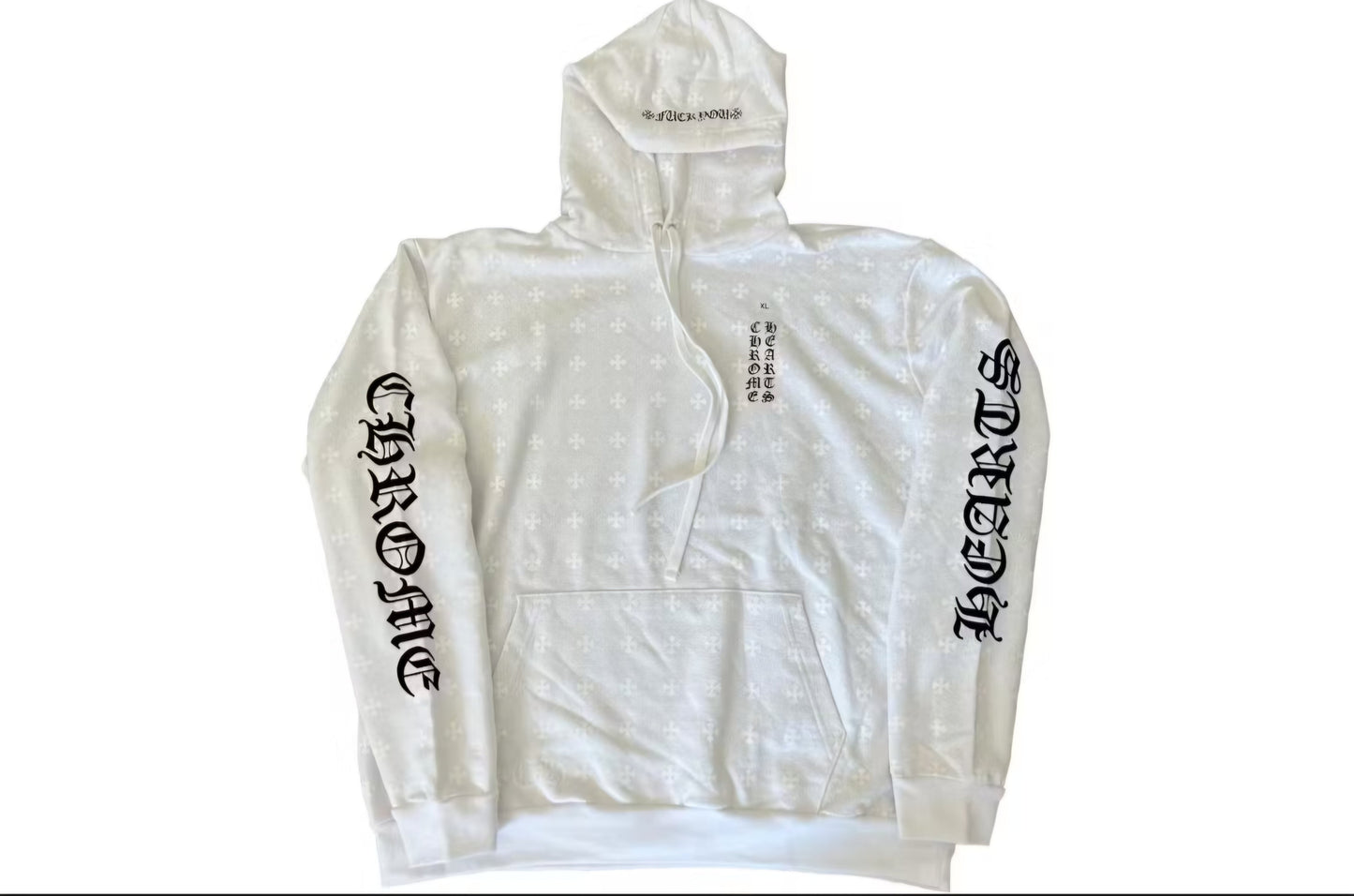White Chrome Hearts Plus Cross Horseshoe Hoodie