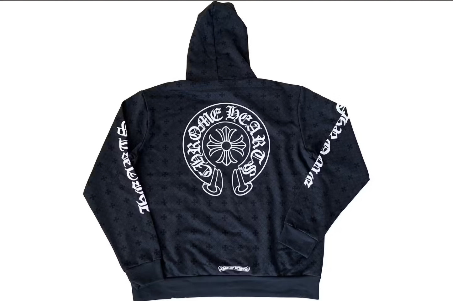 Black Chrome Hearts Plus Cross Horseshoe Hoodie