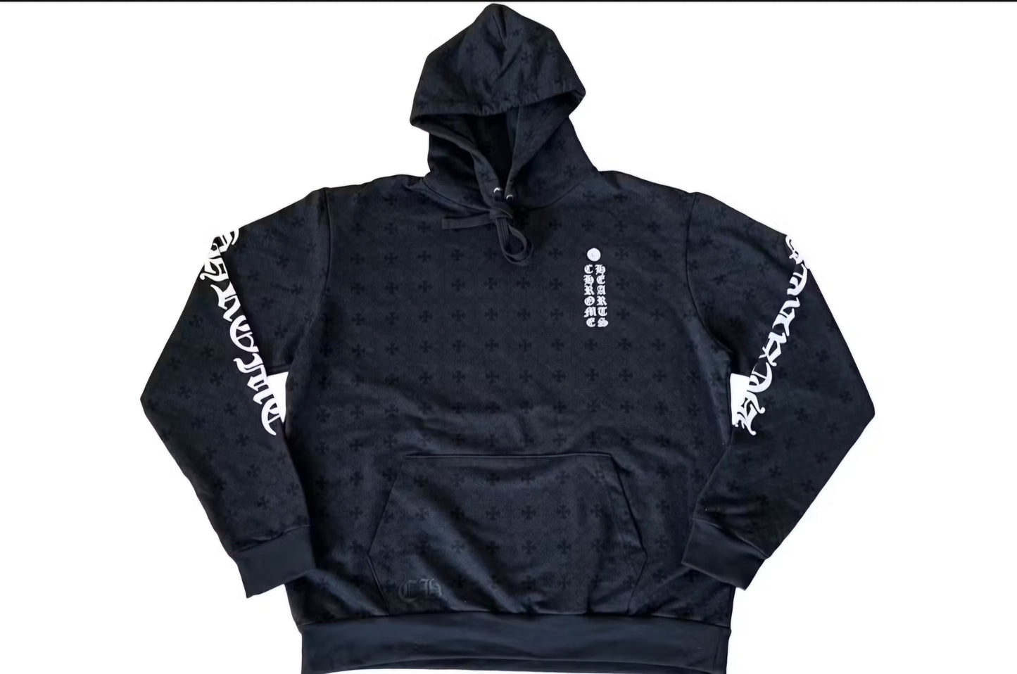 Black Chrome Hearts Plus Cross Horseshoe Hoodie