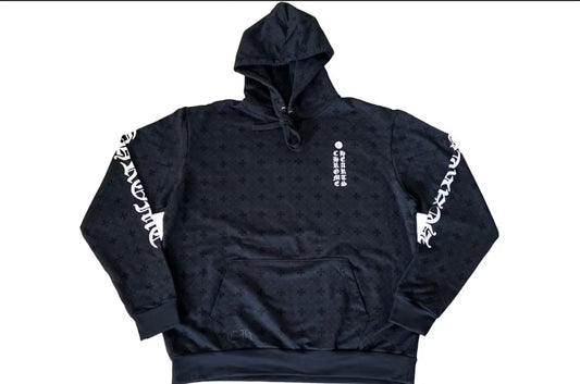 Black Chrome Hearts Plus Cross Horseshoe Hoodie