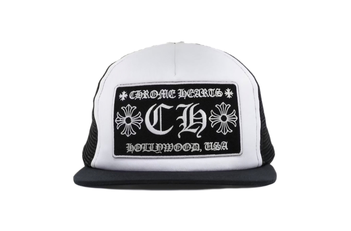 White Chrome Hearts Chomper Hollywood Trucker Hat
