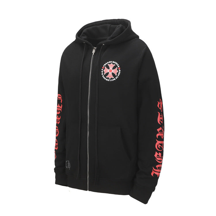 Red and Black Chrome Hearts Zip up Hoodie