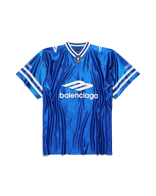 Balenciaga 3B Football V-neck T-shirt - "Royal Blue/White Shiny"