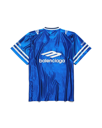 Balenciaga 3B Football V-neck T-shirt - "Royal Blue/White Shiny"