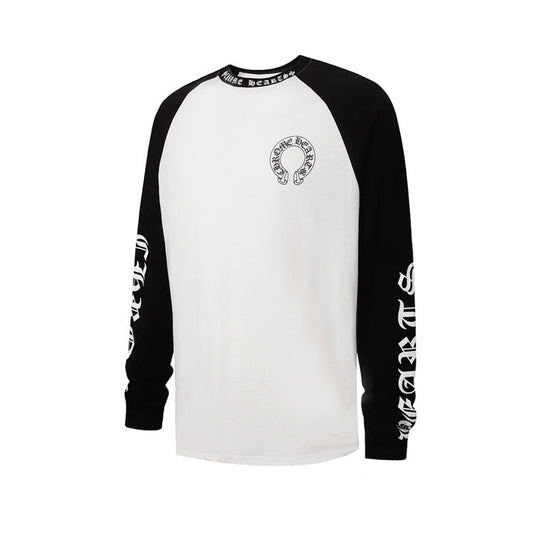 Black and White Horseshoe Chrome Hearts Long Sleeve T-shirt