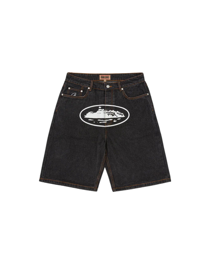 Corteiz Island Baggy Denim Short - "Washed Black"