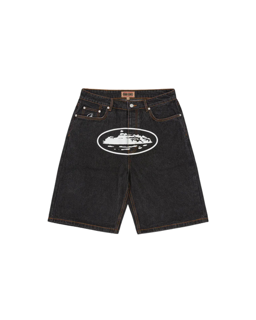 Corteiz Island Baggy Denim Short - "Washed Black"