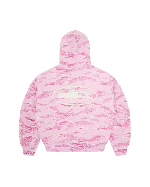 Corteiz Island Puff Print Zip Hoodie - "Pink Tiger Camo"