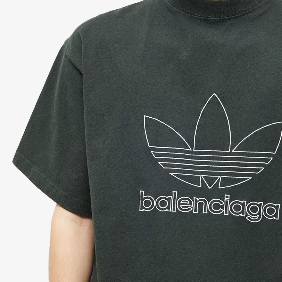 BALENCIAGA X ADIDAS TEE CYPRESS GREEN & WHITE