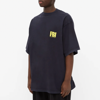 BALENCIAGA FBI OVERSIZED TEE MARINE BLUE & YELLOW