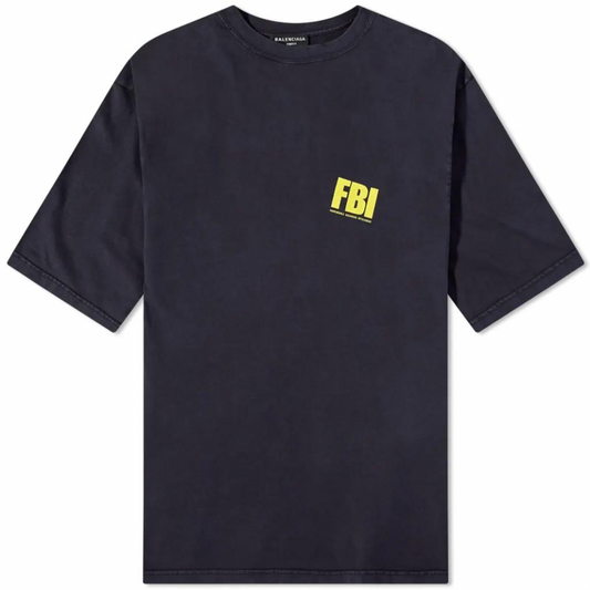 BALENCIAGA FBI OVERSIZED TEE MARINE BLUE & YELLOW