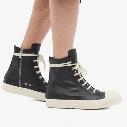 RICK OWENS HIGH SNEAKER BLACK & MILK